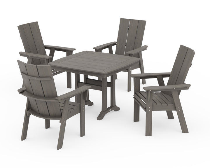POLYWOOD® Modern Adirondack 5-Piece Dining Set with Trestle Legs