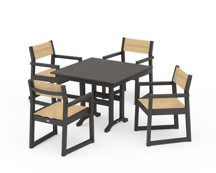 POLYWOOD® EDGE Sling Arm Chair 5-Piece Farmhouse Dining Set