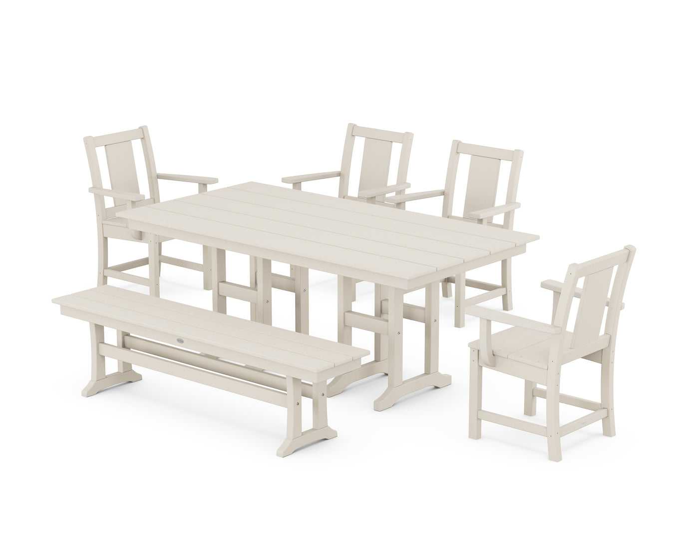 Prairie 6-Piece Farmhouse Dining Set with Bench