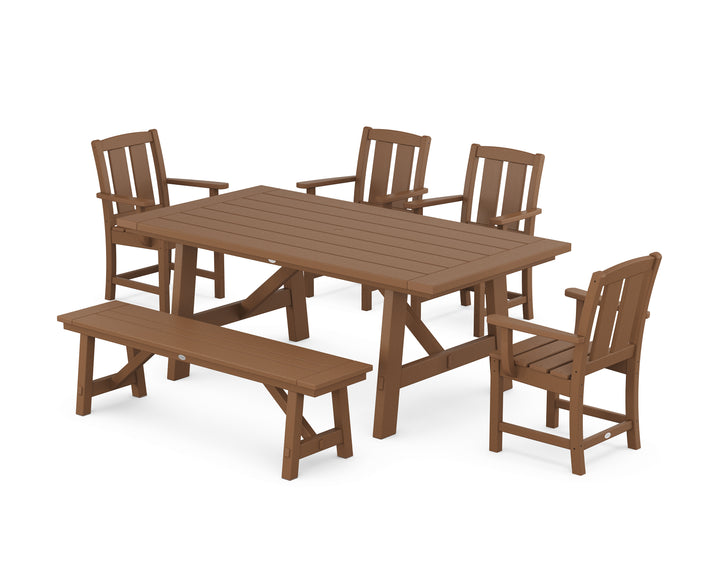 POLYWOOD® Mission 6-Piece Rustic Farmhouse Dining Set with Bench
