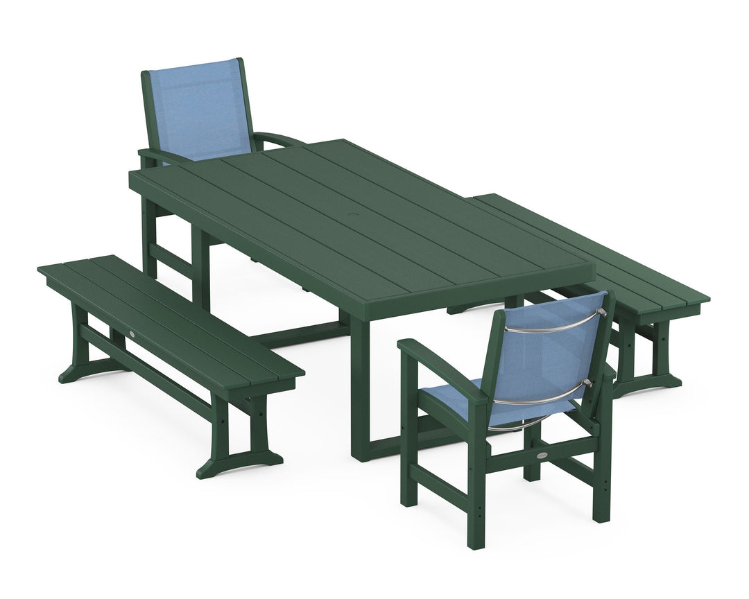 POLYWOOD® Coastal 5-Piece Dining Set with Trestle Legs
