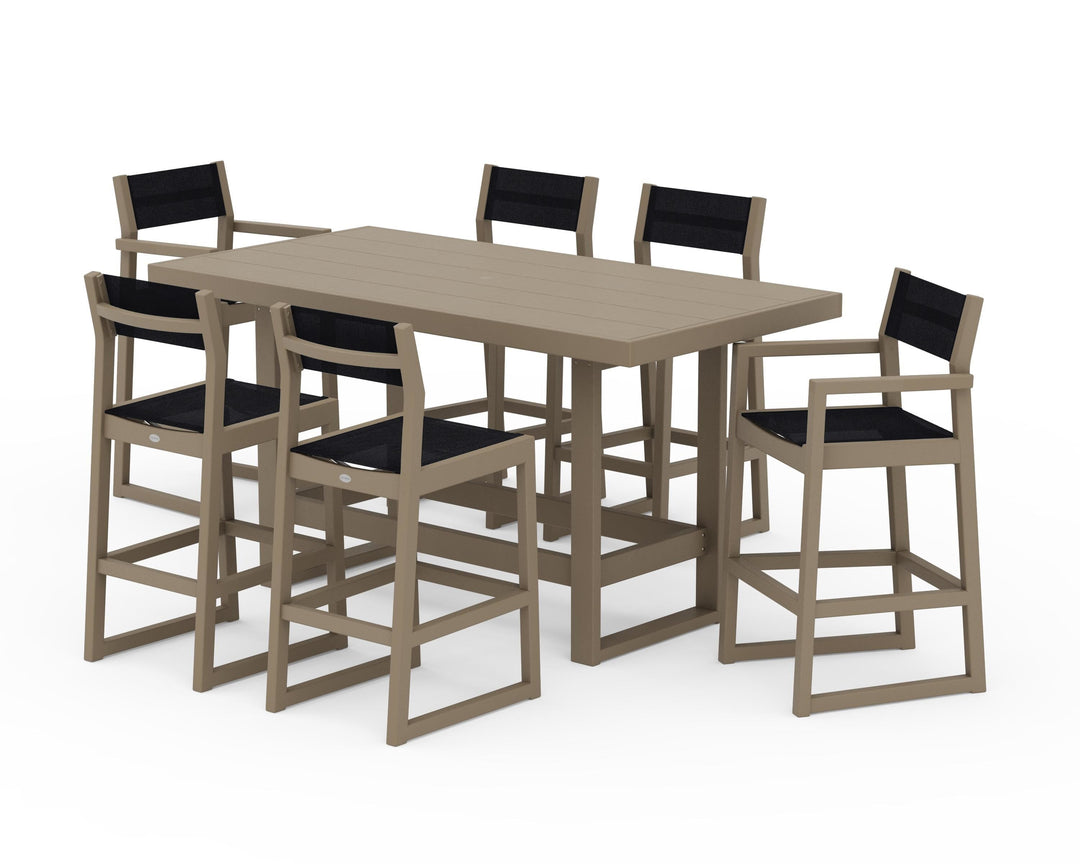 POLYWOOD® EDGE Sling 7-Piece Bar Table Set
