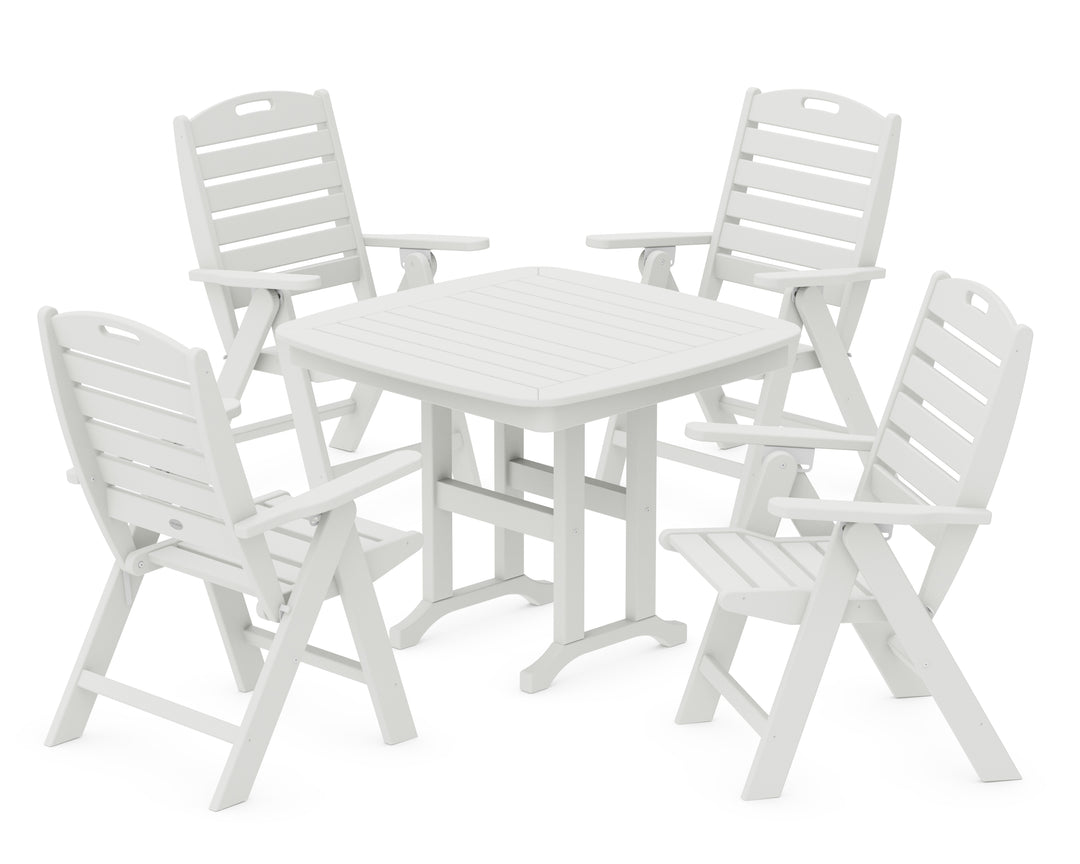 POLYWOOD® Nautical Folding Highback Chair 5-Piece Dining Set