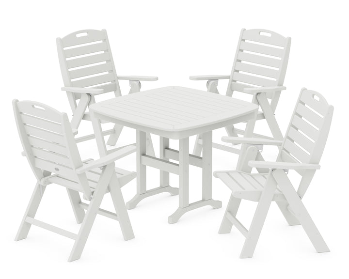 POLYWOOD® Nautical Folding Highback Chair 5-Piece Dining Set
