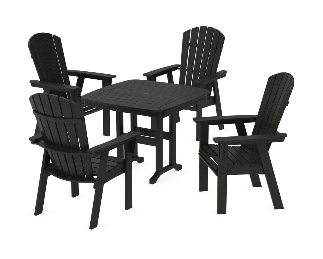 POLYWOOD® Nautical Curveback Adirondack 5-Piece Dining Set with Square Dining Table