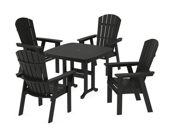 POLYWOOD® Nautical Curveback Adirondack 5-Piece Dining Set with Square Dining Table