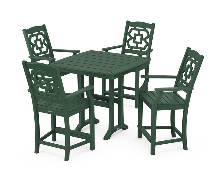 Martha Stewart by POLYWOOD® Chinoiserie 5-Piece Counter Set with Trestle Legs