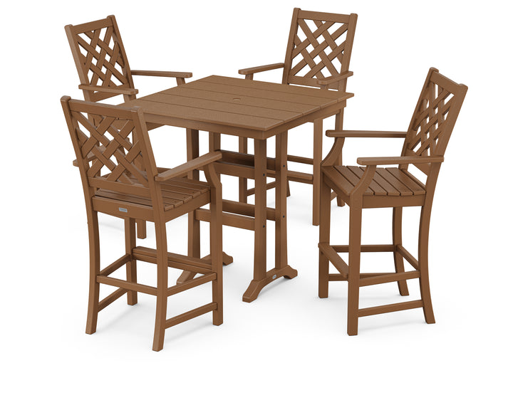 Country Living Wovendale 5-Piece Farmhouse Bar Set with Trestle Legs