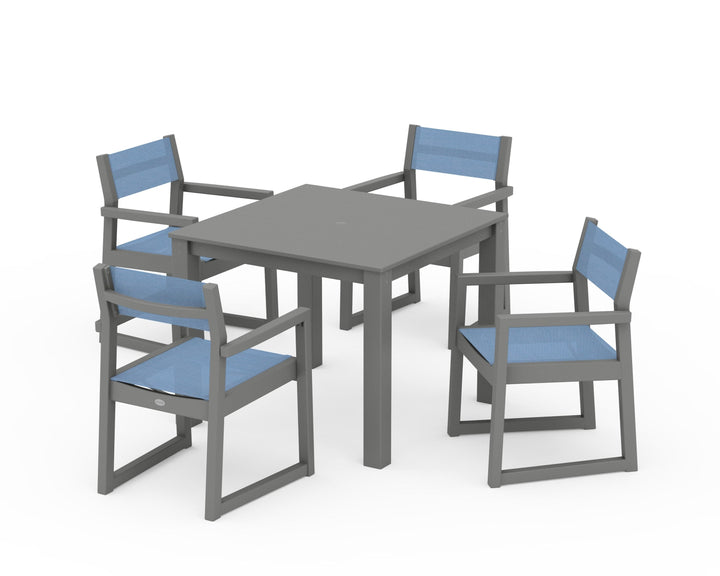 POLYWOOD® EDGE Sling Arm Chair 5-Piece Parsons Dining Set