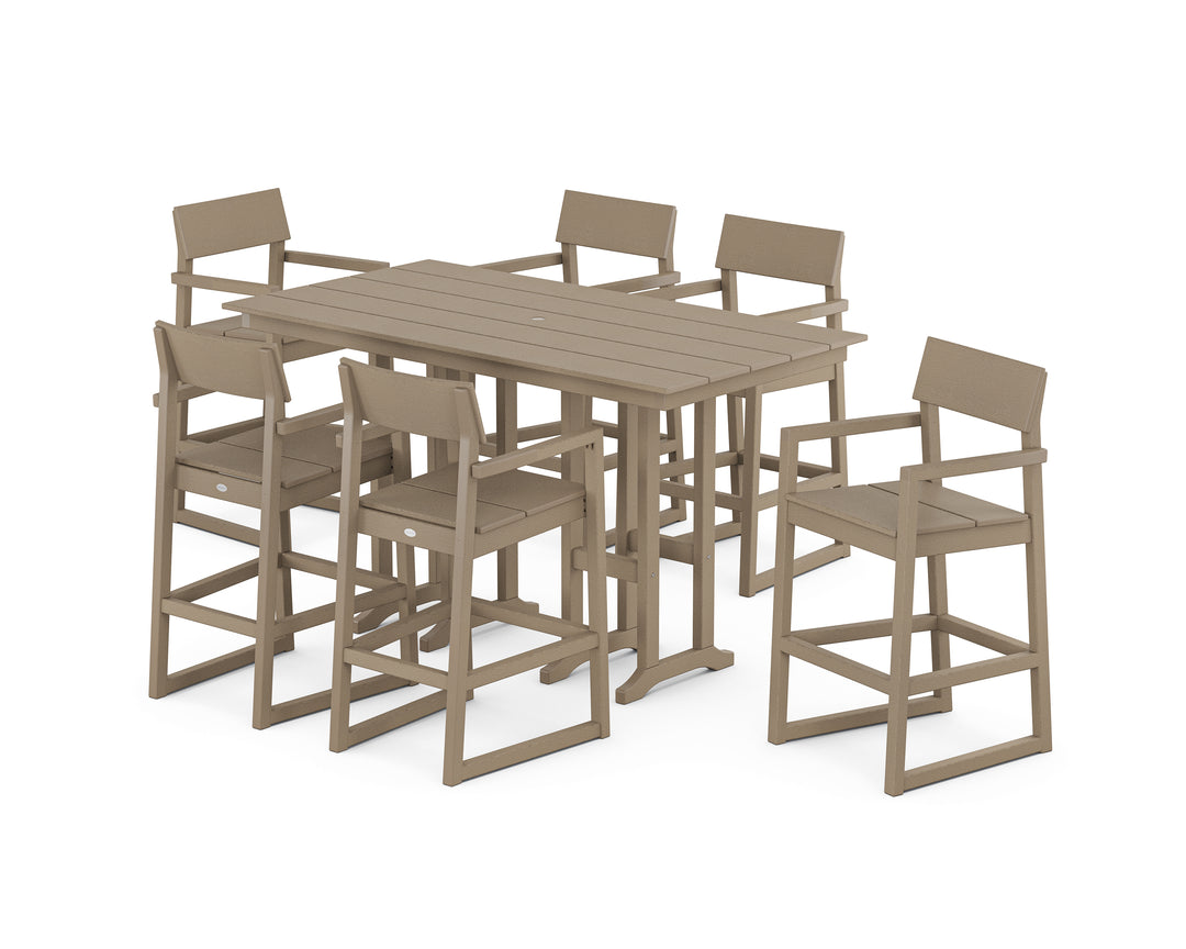POLYWOOD® EDGE Arm Chair 7-Piece Farmhouse Bar Set