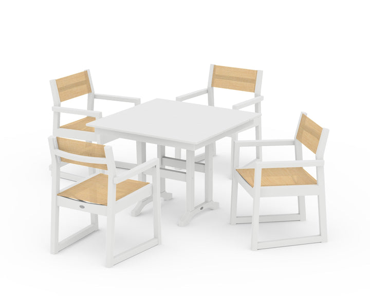 POLYWOOD® EDGE Sling Arm Chair 5-Piece Farmhouse Dining Set