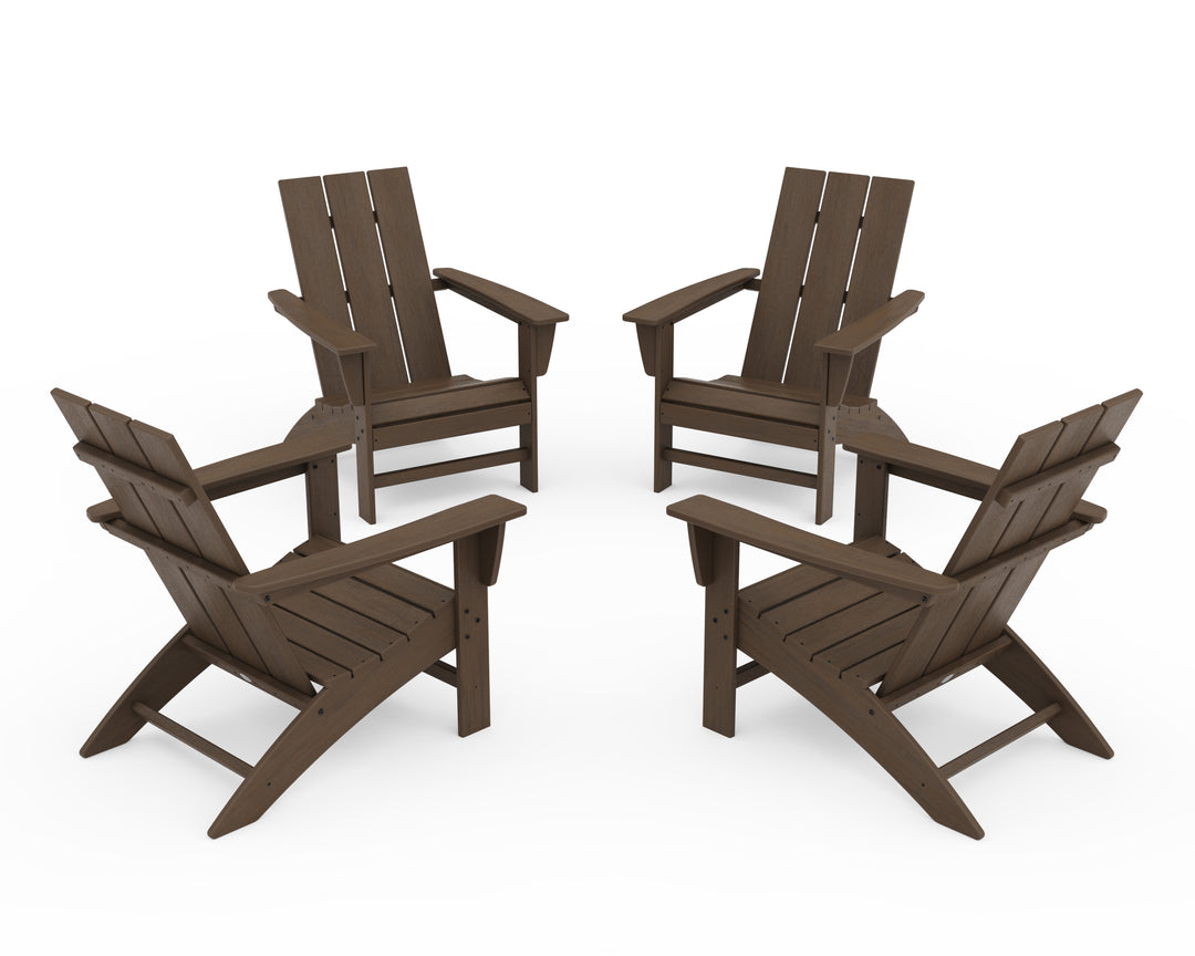 POLYWOOD® 4-Piece Modern Adirondack Chair Conversation Set
