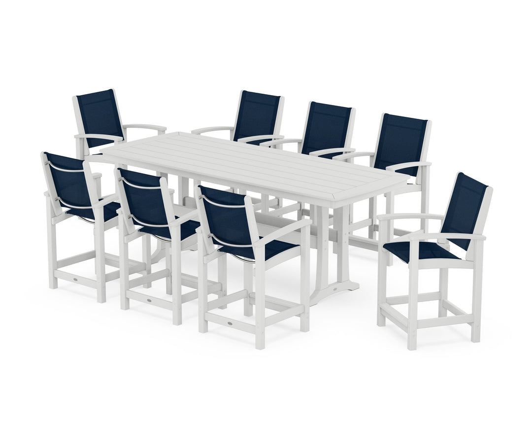 POLYWOOD® Coastal 9-Piece Counter Set with Trestle Legs