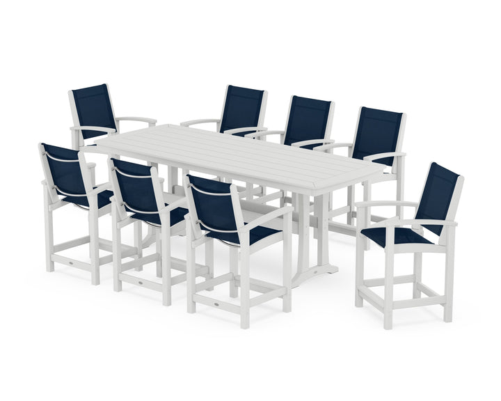 POLYWOOD® Coastal 9-Piece Counter Set with Trestle Legs