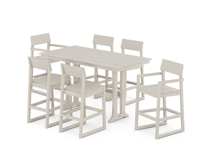 POLYWOOD® EDGE 7-Piece Farmhouse Bar Set with Trestle Legs