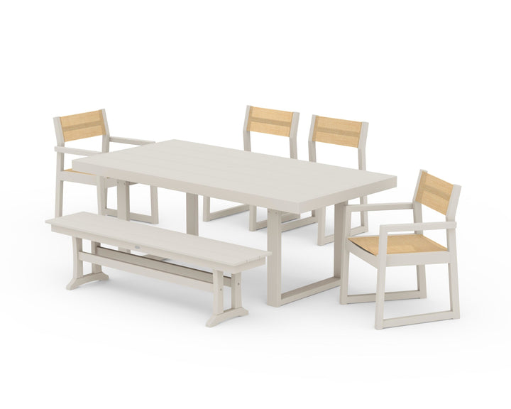 POLYWOOD® EDGE Sling 6-Piece Dining Set with Bench