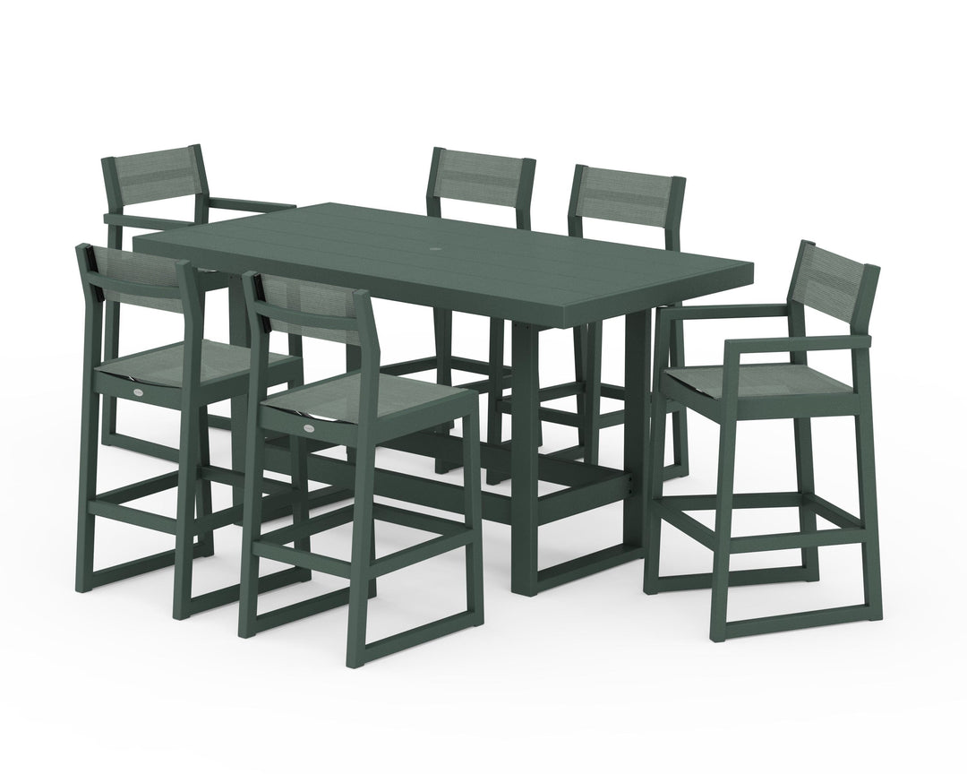 POLYWOOD® EDGE Sling 7-Piece Bar Table Set