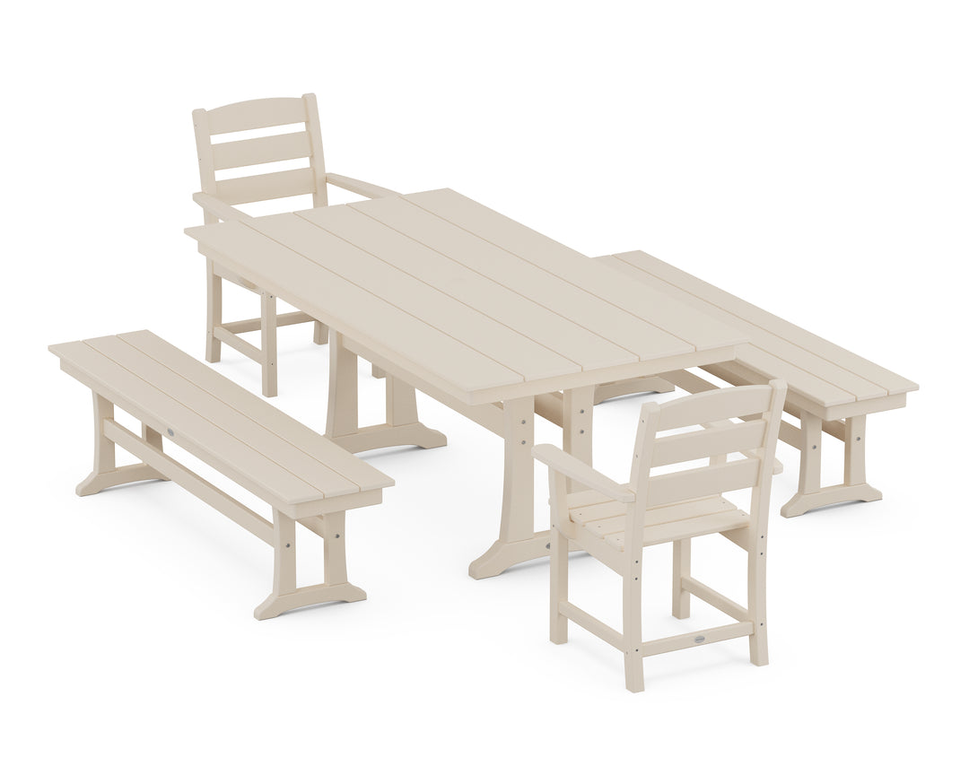 POLYWOOD® Lakeside 5-Piece Farmhouse Dining Set With Trestle Legs