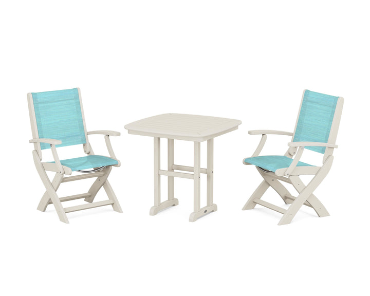 POLYWOOD® Coastal Folding Chair 3-Piece Dining Set