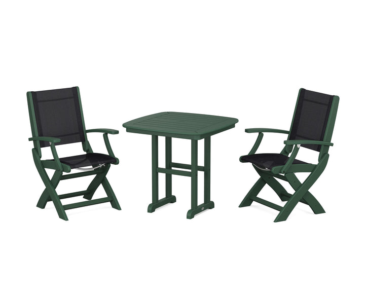 POLYWOOD® Coastal Folding Chair 3-Piece Dining Set