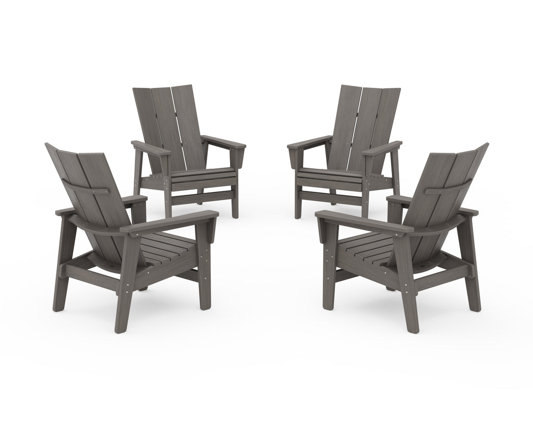 POLYWOOD® 4-Piece Modern Grand Upright Adirondack Chair Conversation Set