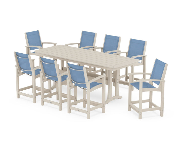 POLYWOOD® Coastal 9-Piece Counter Set with Trestle Legs