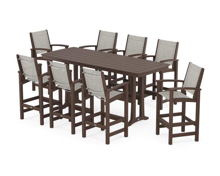 POLYWOOD® Coastal 9-Piece Bar Set with Trestle Legs