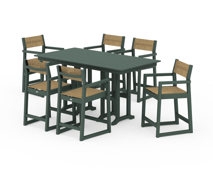 POLYWOOD® EDGE Sling Arm Chair 7-Piece Farmhouse Counter Set