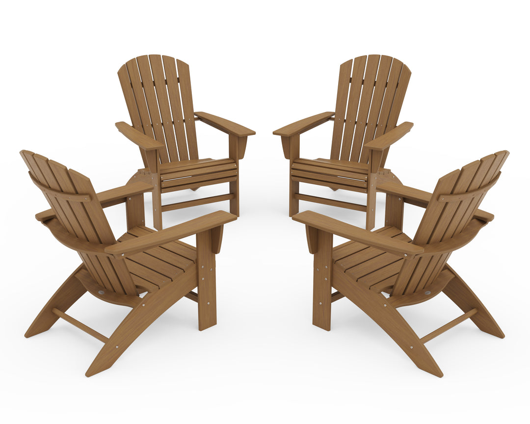 POLYWOOD® 4-Piece Nautical Curveback Adirondack Chair Conversation Set