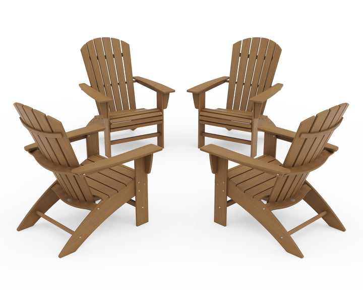 POLYWOOD® 4-Piece Nautical Curveback Adirondack Chair Conversation Set