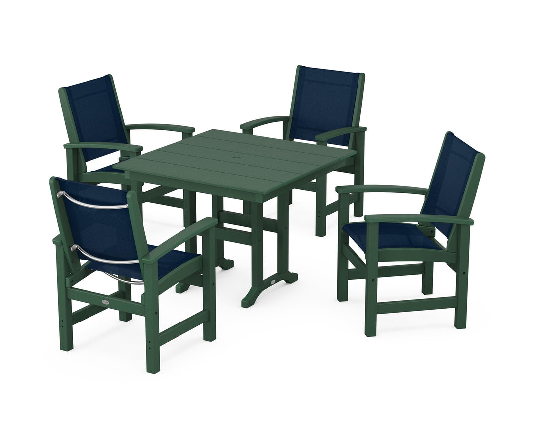 POLYWOOD® Coastal 5-Piece Farmhouse Dining Set