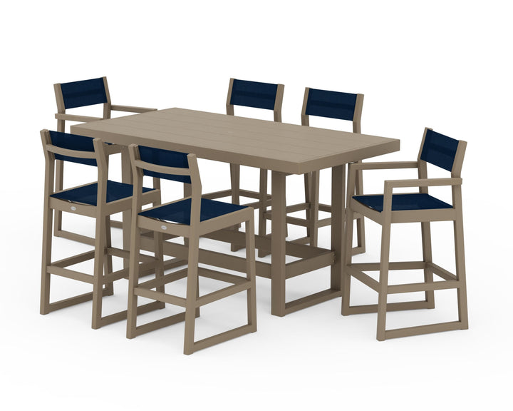 POLYWOOD® EDGE Sling 7-Piece Bar Table Set