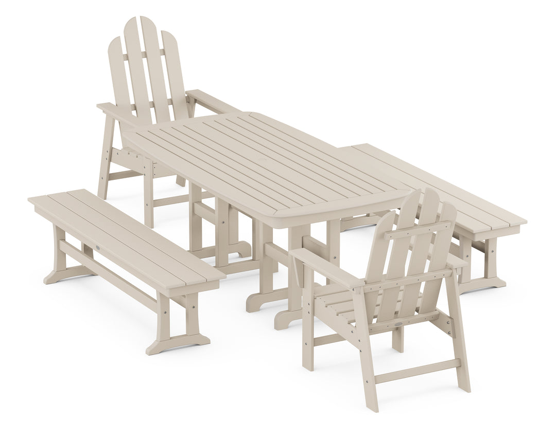POLYWOOD® Long Island 5-Piece Dining Set with Benches