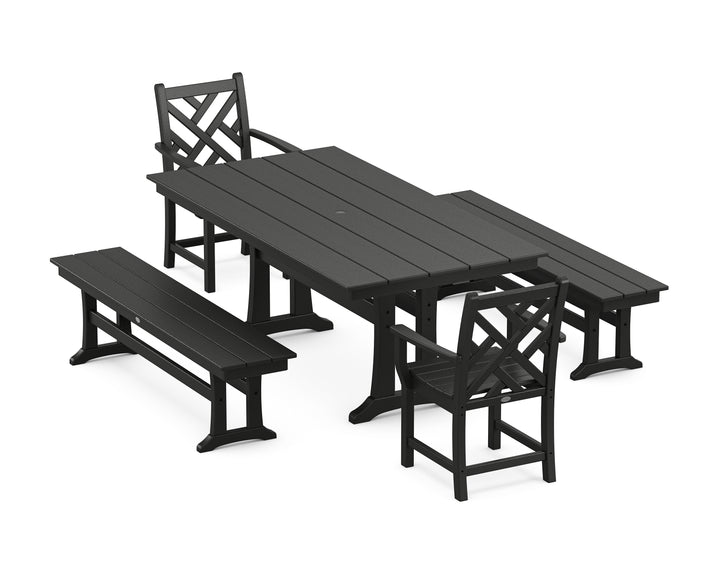 POLYWOOD® Chippendale 5-Piece Farmhouse Dining Set With Trestle Legs