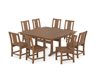 Prairie Side Chair 9-Piece Square Farmhouse Dining Set with Trestle Legs