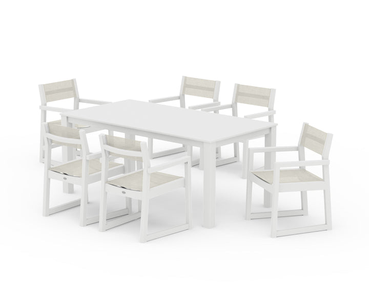 POLYWOOD® EDGE Sling Arm Chair 7-Piece Parsons Dining Set