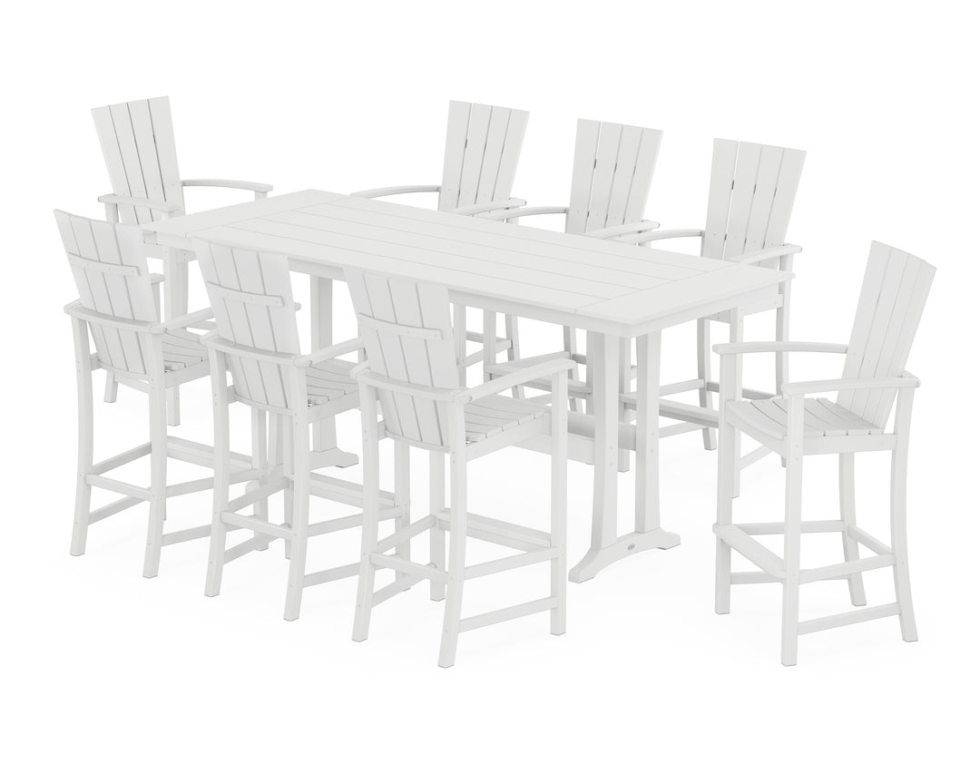 POLYWOOD® Quattro Adirondack 9-Piece Farmhouse Bar Set with Trestle Legs