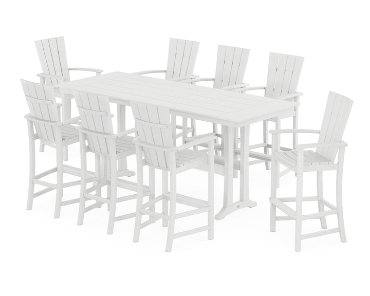 POLYWOOD® Quattro Adirondack 9-Piece Farmhouse Bar Set with Trestle Legs