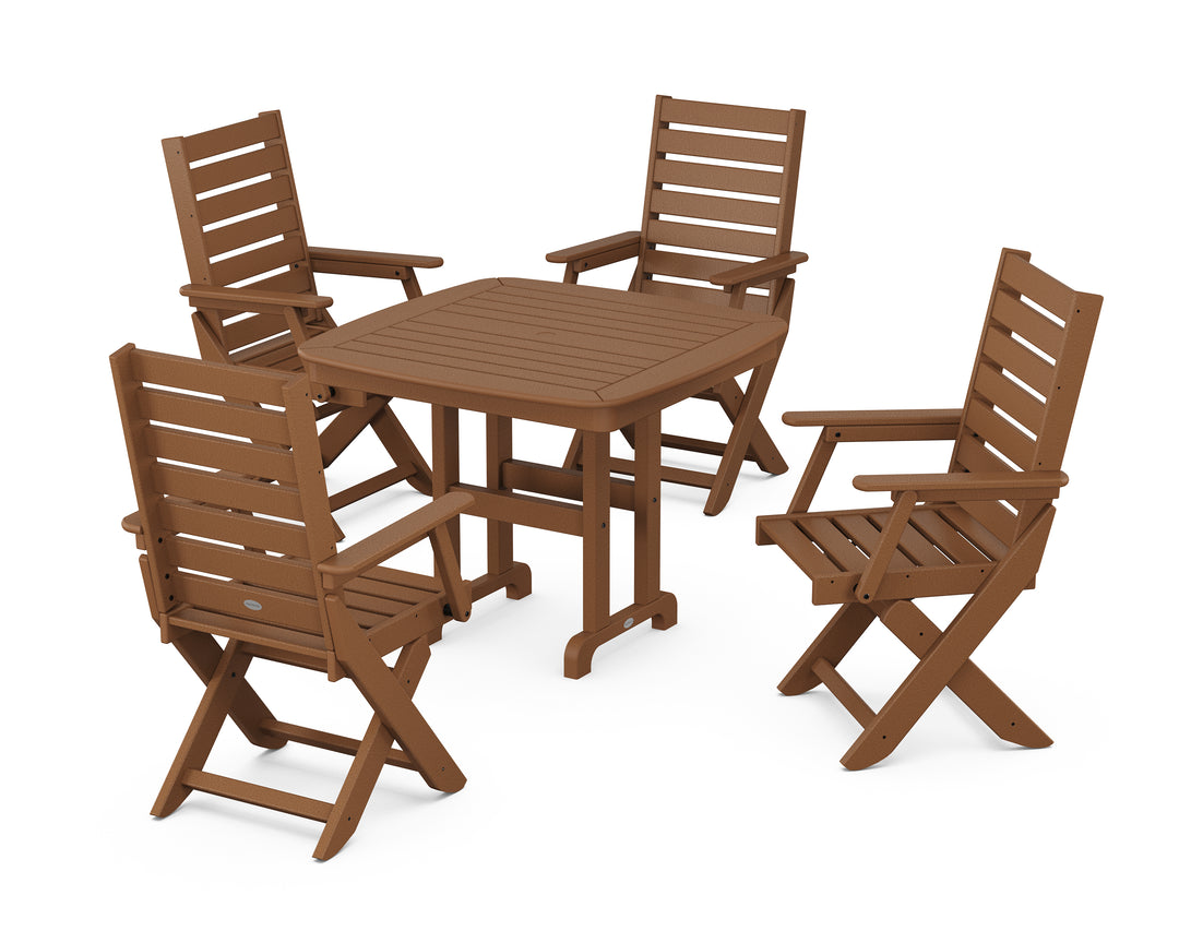 POLYWOOD® Captain Folding Chair 5-Piece Dining Set