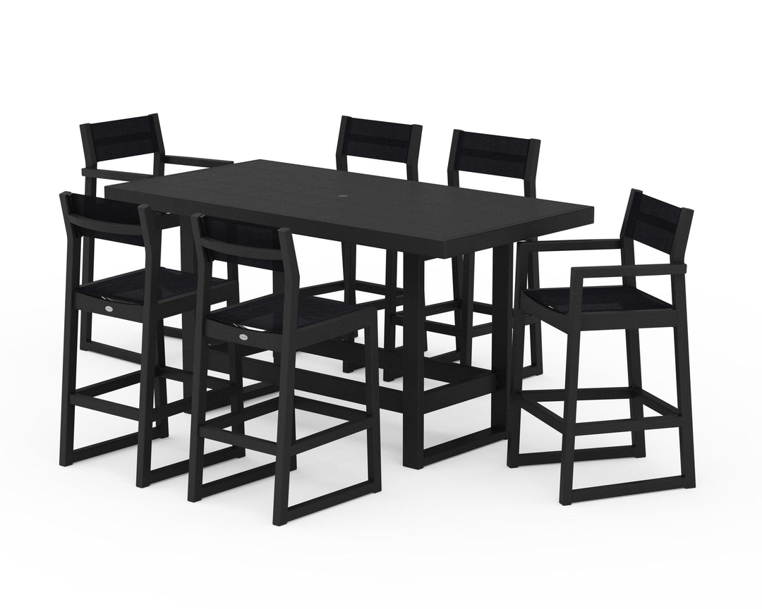 POLYWOOD® EDGE Sling 7-Piece Bar Table Set