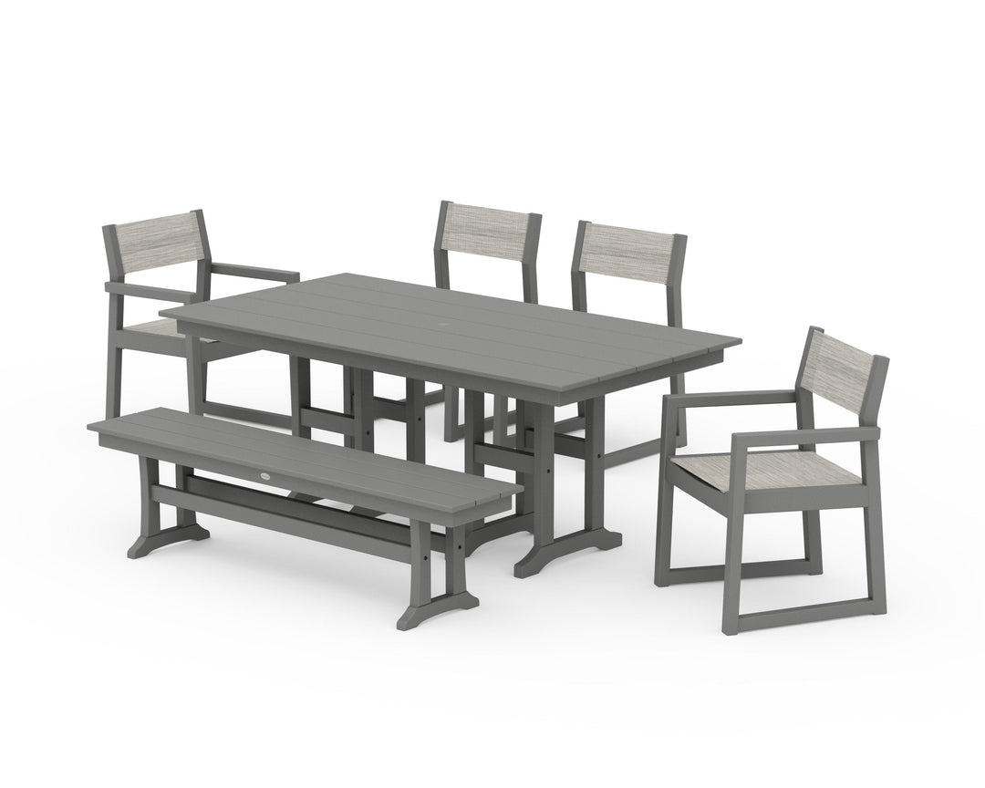 POLYWOOD® EDGE Sling 6-Piece Farmhouse Dining Set