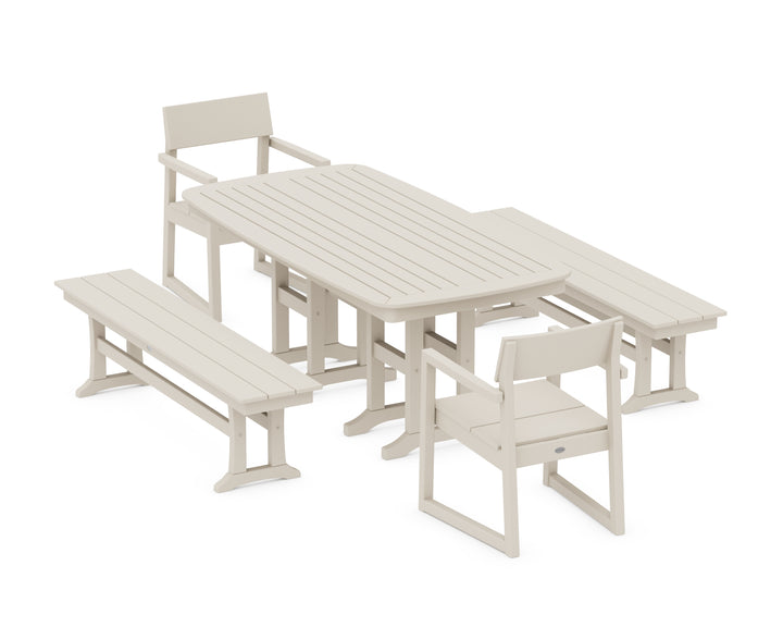 POLYWOOD® EDGE 5-Piece Dining Set with Benches