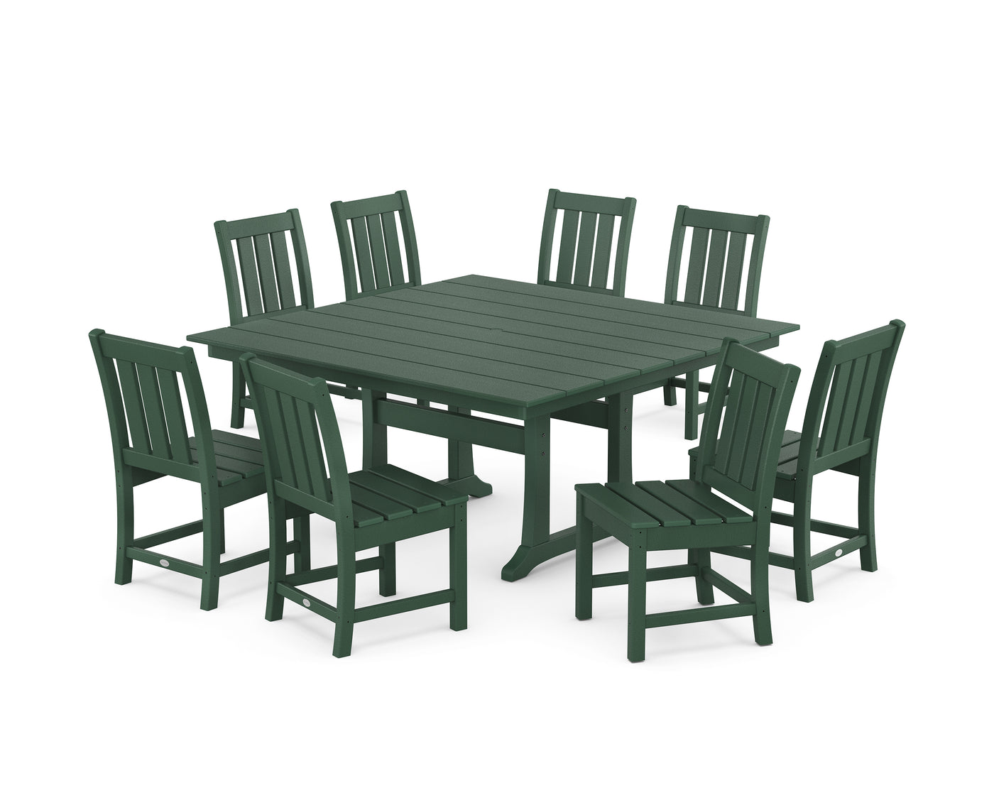 Oxford Side Chair 9-Piece Square Farmhouse Dining Set with Trestle Legs