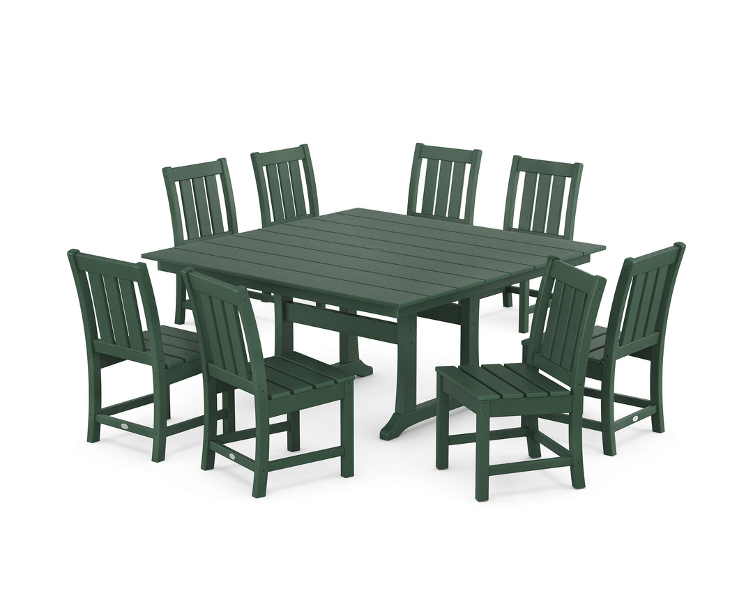 POLYWOOD® Oxford Side Chair 9-Piece Square Farmhouse Dining Set with Trestle Legs