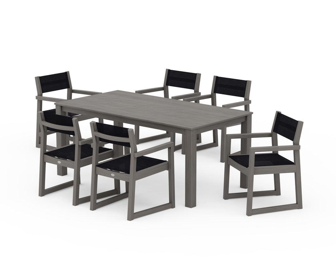 POLYWOOD® EDGE Sling Arm Chair 7-Piece Parsons Dining Set