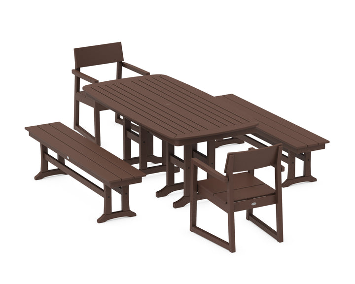 POLYWOOD® EDGE 5-Piece Dining Set with Benches