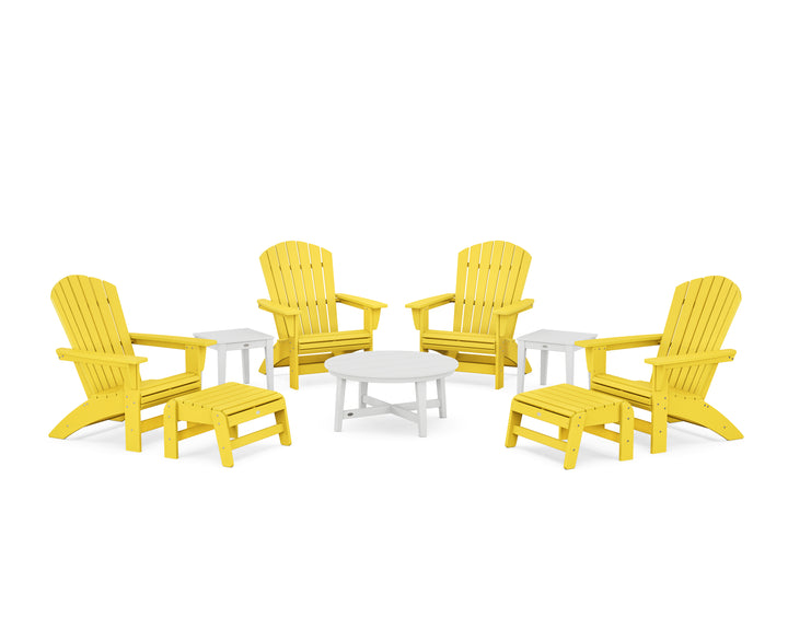 POLYWOOD® Nautical Grand Adirondack 9-Piece Conversation Set