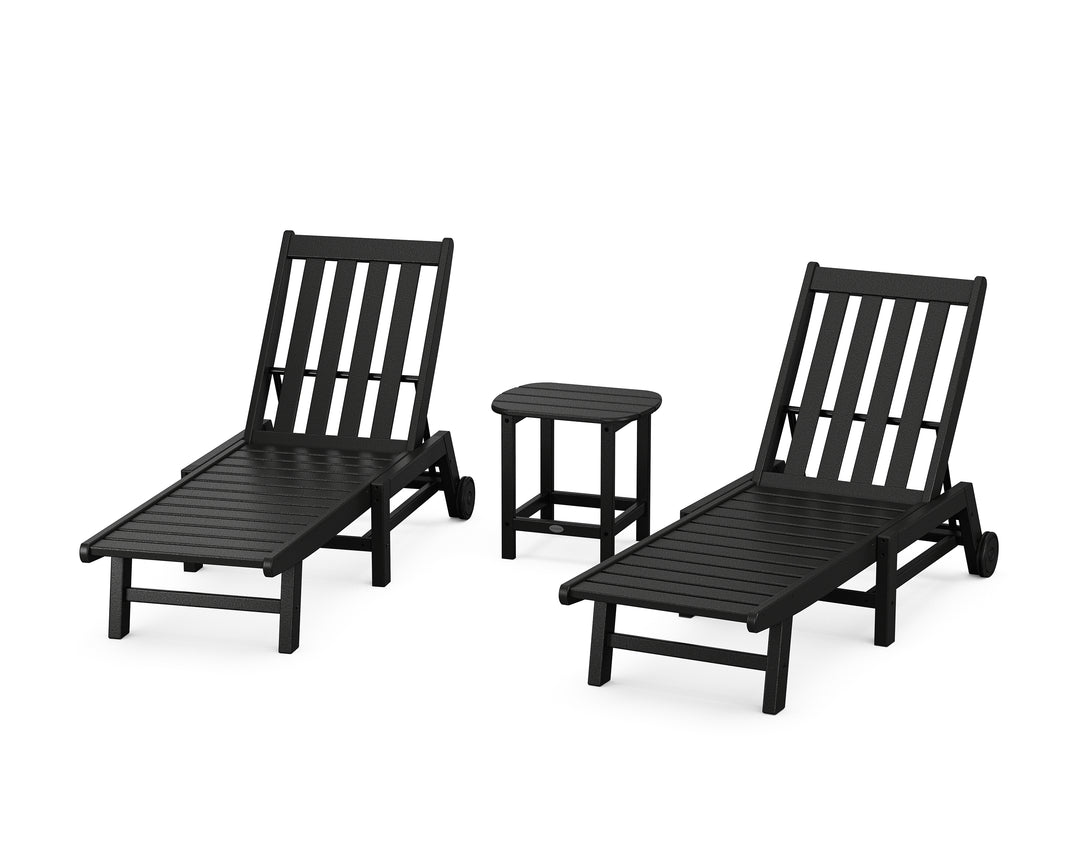 POLYWOOD® Vineyard 3-Piece Chaise with Wheels Set