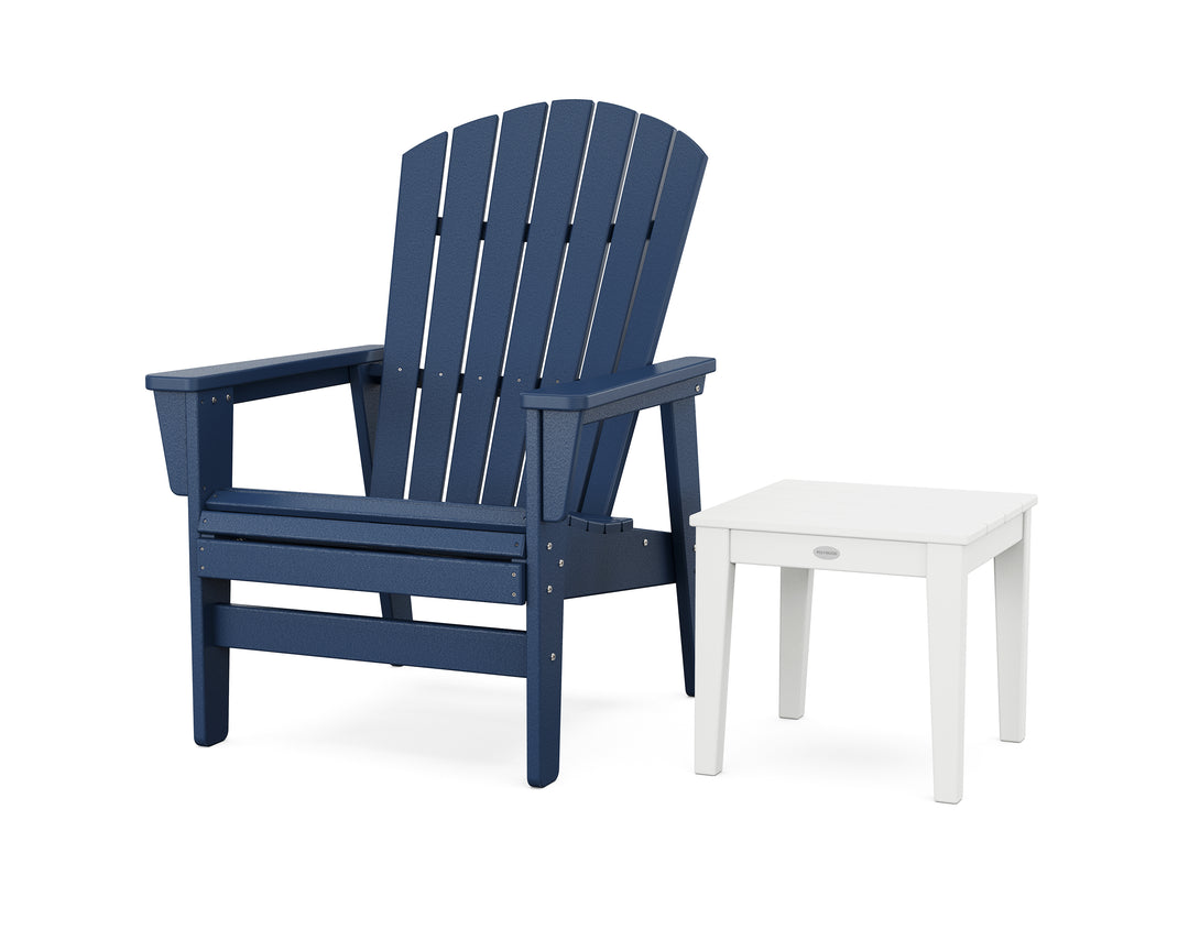 POLYWOOD® Nautical Grand Upright Adirondack Chair with Side Table