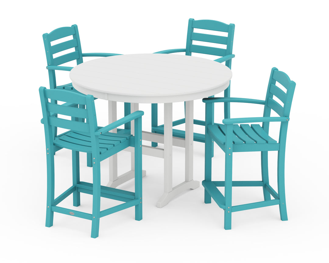 POLYWOOD® La Casa Café 5-Piece Round Farmhouse Counter Set